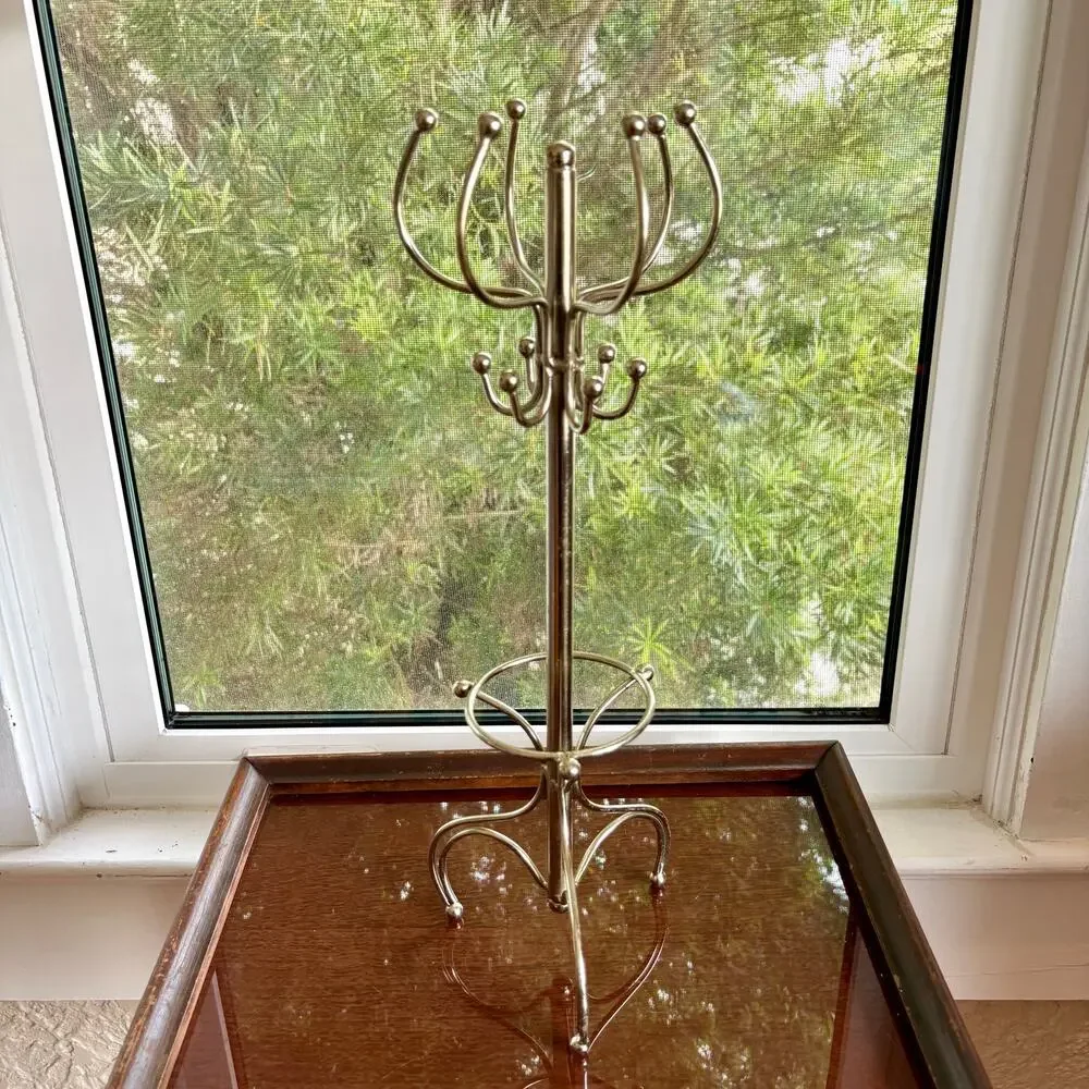 Vintage Silver Tone Mini Coat Rack Jewelry Stand or Display 16 Inch